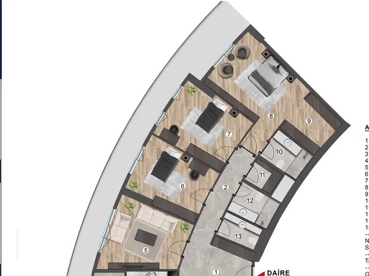 A Blok 4+1 Daire kat planı