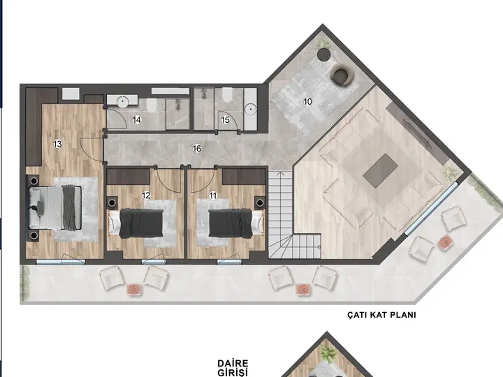 A Blok 5+1 Loft kat planı