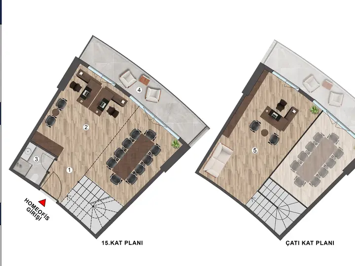 D Blok 1+1 Loft kat planı